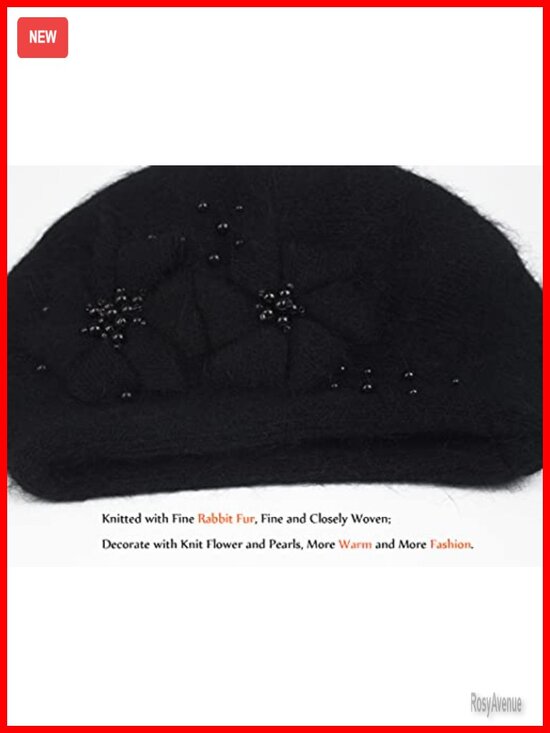 Women Winter Knit Beret Hat Rabbit Hair French Style Classic Warm Casual Beanie main image 6